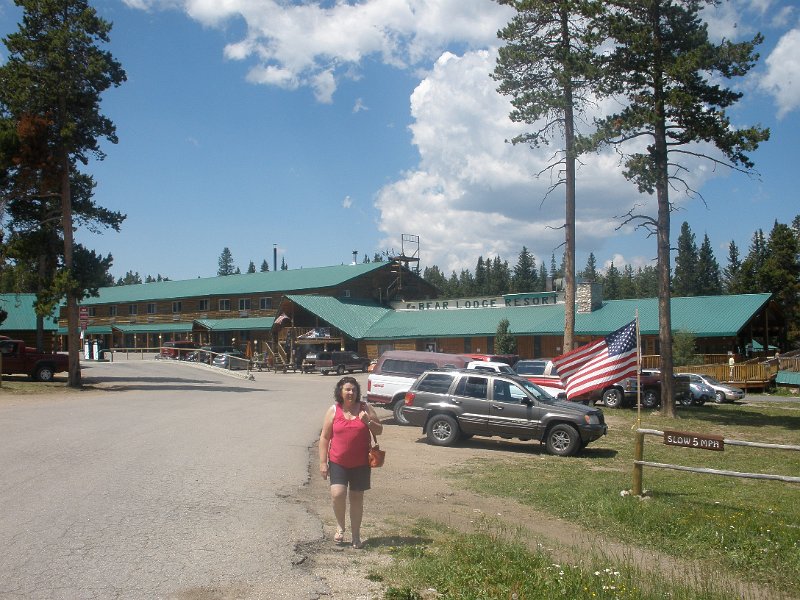 Trip (211).JPG - Sharon outside of Bear Lake Lodge, Wyoming